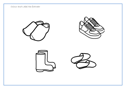 Colour and label the Footwear | Teaching Resources