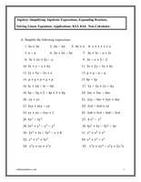 simplifying worksheet and ks4 brackets  tes Worksheet Simplifying  algebra expressions_expanding