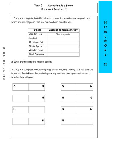 Magnets homework 11 | Teaching Resources