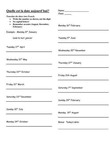 Writing The Date | Teaching Resources