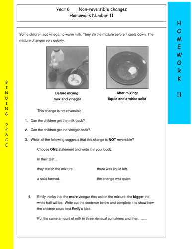 Reversible and irreversible changes worksheet with answers picture