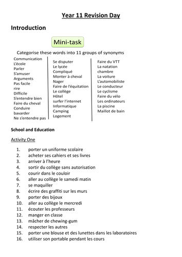 3 hr revision session gcse french listening higher teaching resources