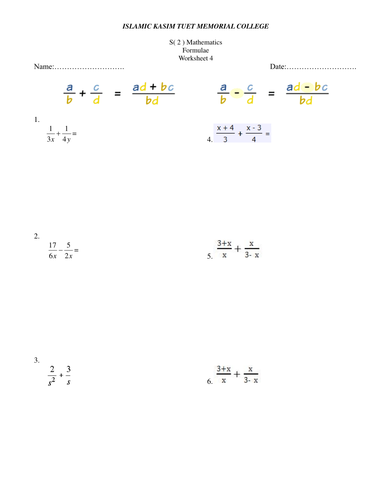 KS3 Algebra Formulae Worksheets by Bahattin - Teaching Resources - TES