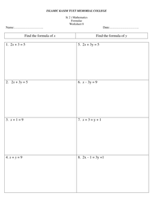 Formulae Resources Algebra TES  worksheets ks3 Worksheets KS3   tes  algebra