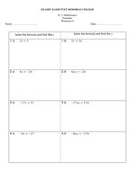 Worksheets tes  Formulae ks3 Algebra KS3 algebra worksheet