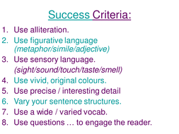 Success criteria for creative writing year 6 picture