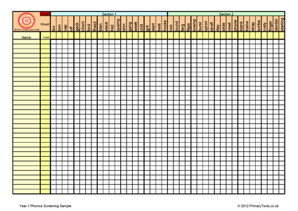 Year 1 Phonics Screening - 40 Cards And Tracking By Primaryclass - Uk 