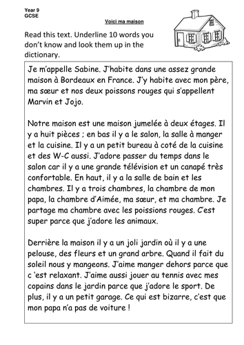 essay on my dream house in french language