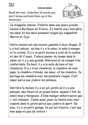 essay about your house in french