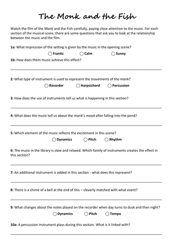 The Monk &amp; The Fish Video Activities | Teaching Resources