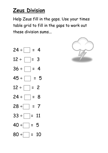 mental division worksheet la teaching resources