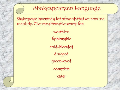 KS3 Shakespeare: Introducing Language/Form | Teaching Resources
