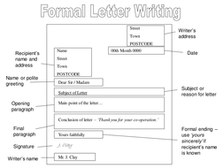 Letter Writing Formal And Informal By Johncallaghan Teaching