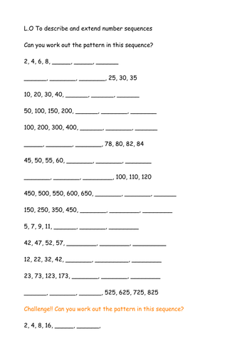 number sequence 3 teaching resources