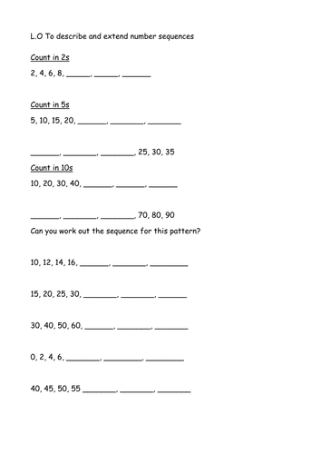 number sequence 5 | Teaching Resources