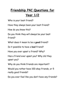 P4C / PSHE Friendship Questions for KS1 by Nmarwood - Teaching ...