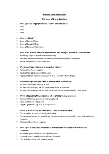 Forensic Science Quiz | Teaching Resources