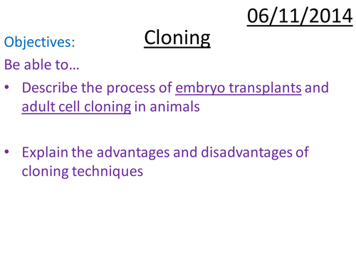 AQA GCSE Biology B1 cloning PPT | Teaching Resources