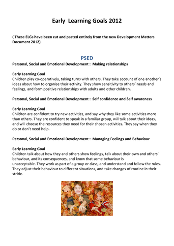Curriculum New 2012 Early Learning Goals | Teaching Resources