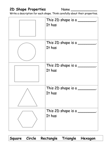 2d and 3d shape worksheets teaching resources