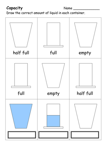 capacity worksheets teaching resources