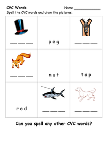 and CVC selection resources worksheets, suitable for  worksheets KS1. word of cvc Years Early