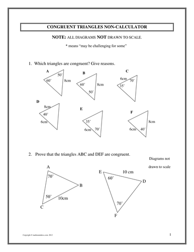 congruent triangles ks3ks4 with solutions teaching resources