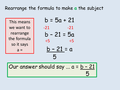 Rearranging Formula - KS3 PowerPoint lesson. by alex1607 - UK Teaching ...