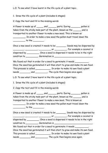 Life cycle of a plant Unit 5b resources | Teaching Resources