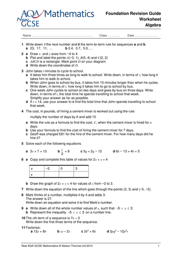 Gcse Maths Revision Worksheets Teaching Resources