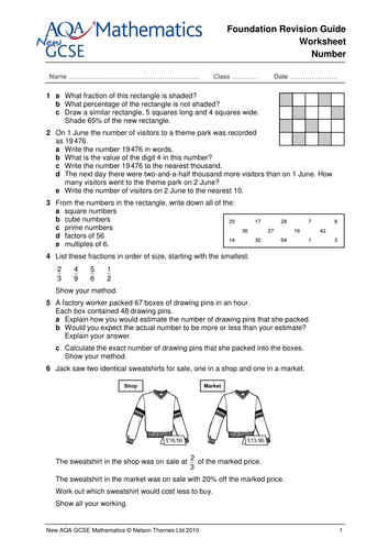 Gcse Maths Revision Worksheets Teaching Resources