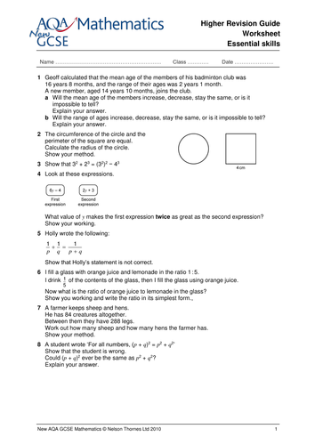 gcse maths revision worksheets teaching resources