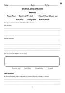 Electrical Energy and Power Worksheets by nftb99 | Teaching Resources