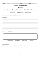 Electrical Energy and Power Worksheets by nftb99 - Teaching Resources - Tes