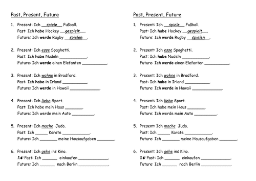 Past Present Future worksheet | Teaching Resources