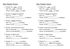 Past Present Future Worksheet (French) | Teaching Resources