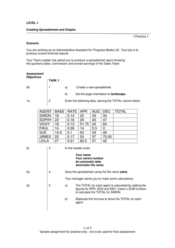 EXCEL SPREADSHEET ACTIVITY | Teaching Resources