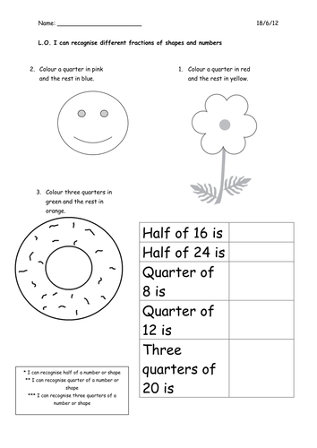 fractions for year 1 teaching resources