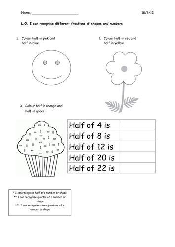 Fractions homework year 4