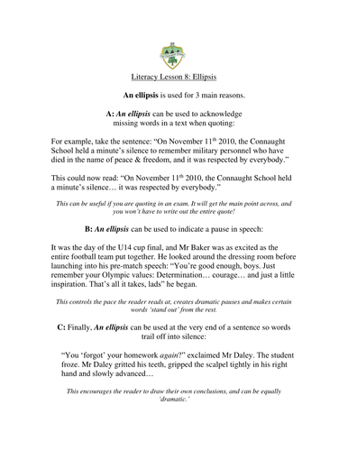 Printables Ellipses Worksheet punctuation worksheets by theconnaughtschool teaching resources tes