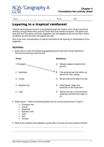 gcse geography a revision worksheet teaching resources