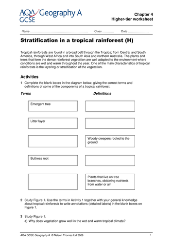 gcse geography a revision worksheet teaching resources