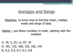 Averages and Range | Teaching Resources