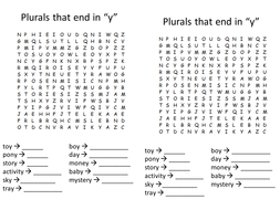 Plurals that end in 'y' wordsearch | Teaching Resources