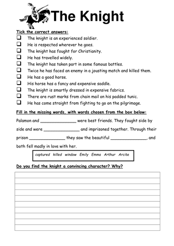 Canterbury Tales, Chaucer's Knight and Squire | Teaching Resources