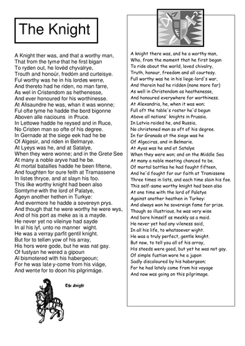 Canterbury Tales, Chaucer's Knight and Squire | Teaching Resources