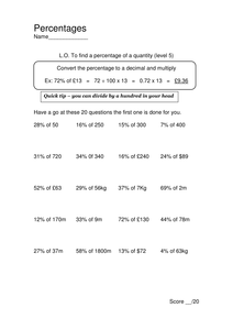 Percentages level 5 to 7 - Resources - TES