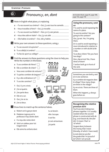 gcse french grammar and vocabulary worksheets teaching resources