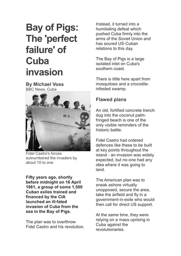 Printables Cuban Missile Crisis Worksheet the bay of pigs and cuban missile crisis by misslmvr teaching resources tes
