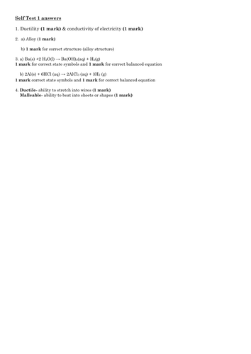 Properties of Metals Self Test